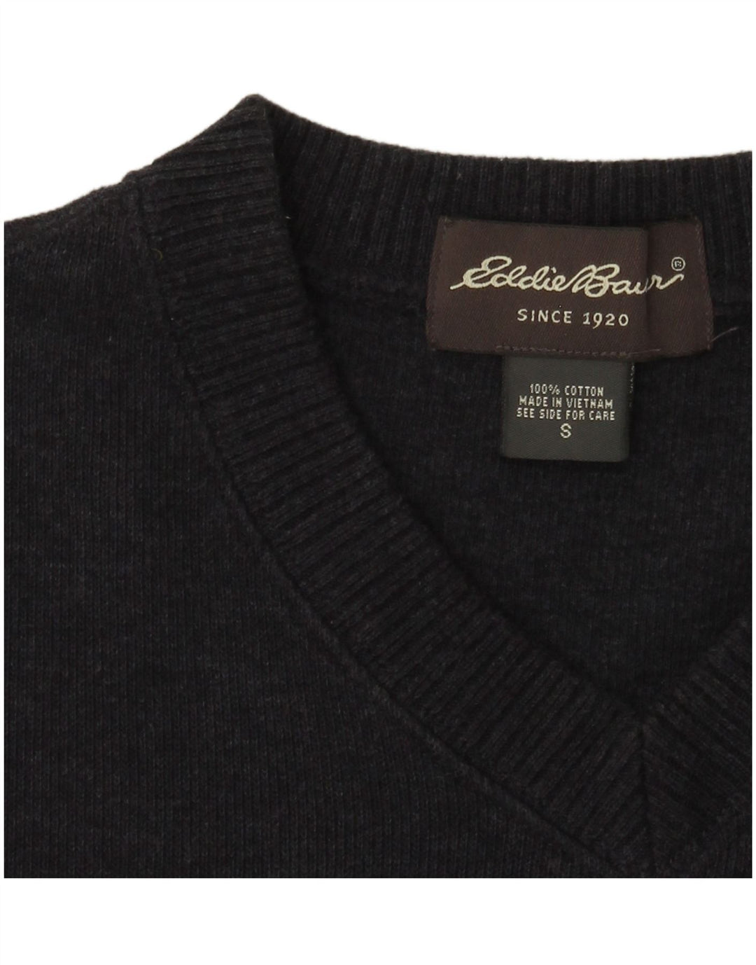 Męski sweter z dekoltem w kształcie litery V Eddie Bauer, mały, granatowy, bawełniany