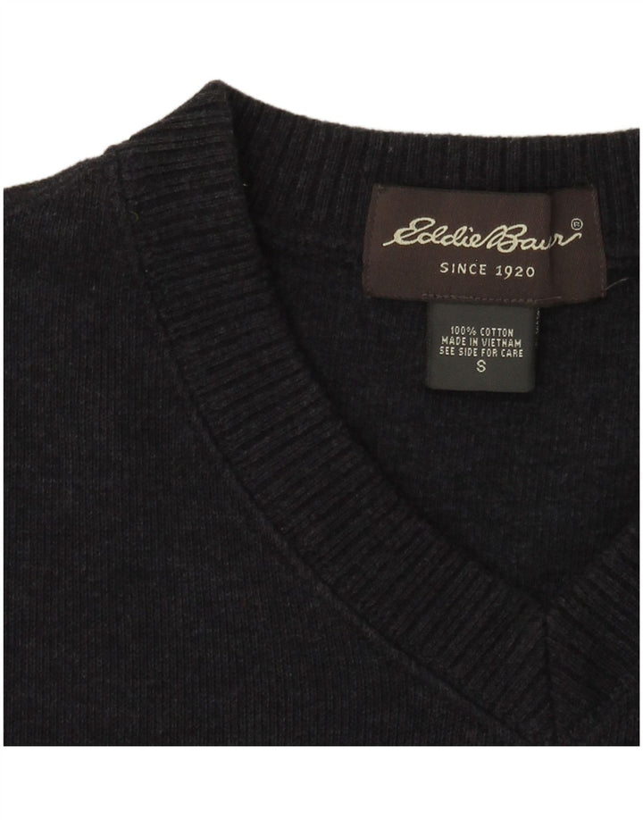 Męski sweter z dekoltem w kształcie litery V Eddie Bauer, mały, granatowy, bawełniany