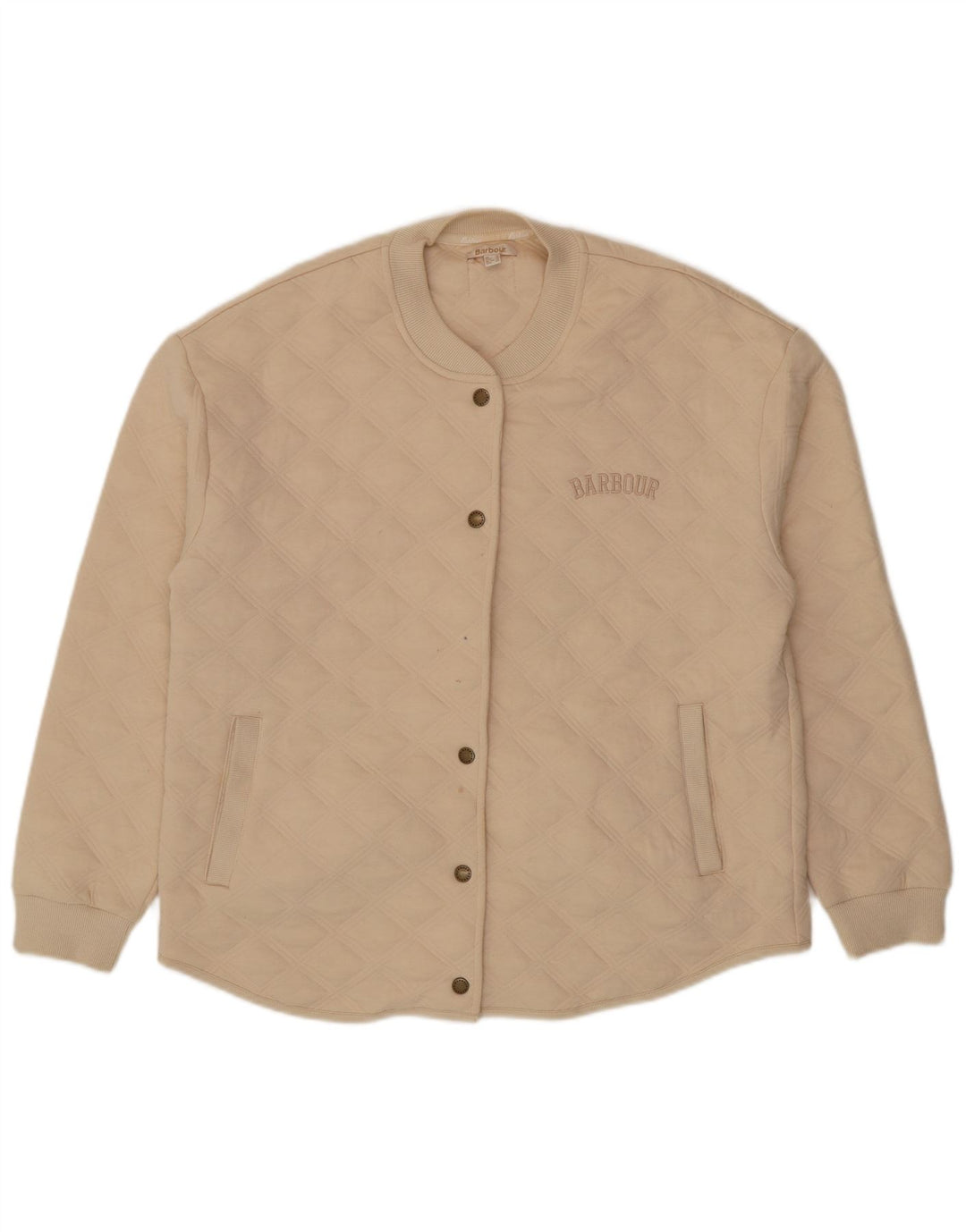 Damska pikowana kurtka oversize Barbour UK 10 Small, beżowa, bawełniana