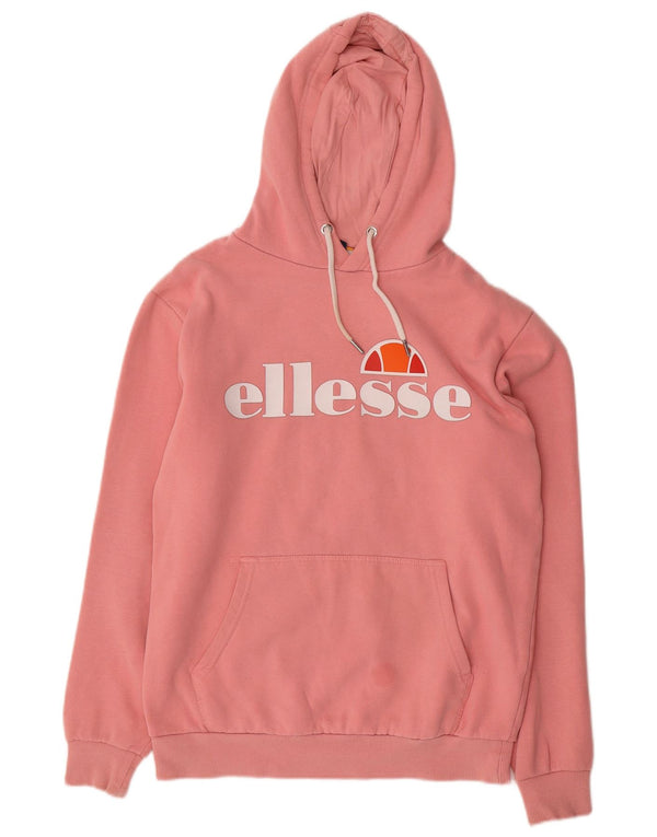 Damski sweter z kapturem Ellesse z grafiką, oversize, UK 10, mały, różowy, bawełniany