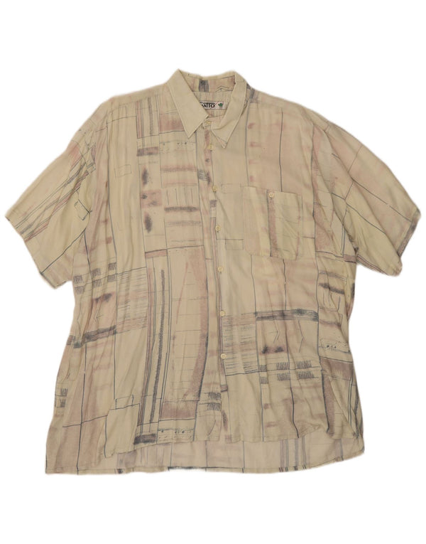 Vintage Mens Short Sleeve Shirt XL Beige