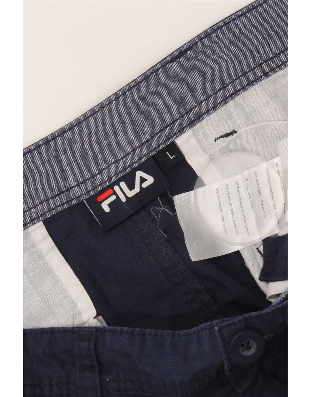 Męskie spodenki Chino Fila, duże W34, granatowe, bawełniane
