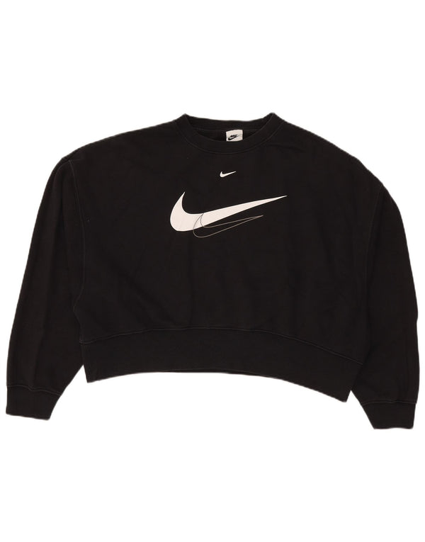 Damska bluza Nike Crop Graphic Loose Fit Sweter UK 6 XS Czarna bawełna
