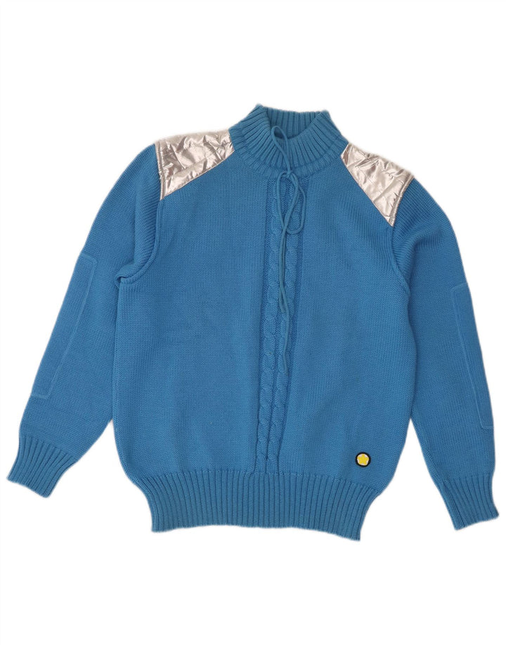 Sweter damski w stylu vintage z golfem IT 44 w kolorze średnioniebieskim