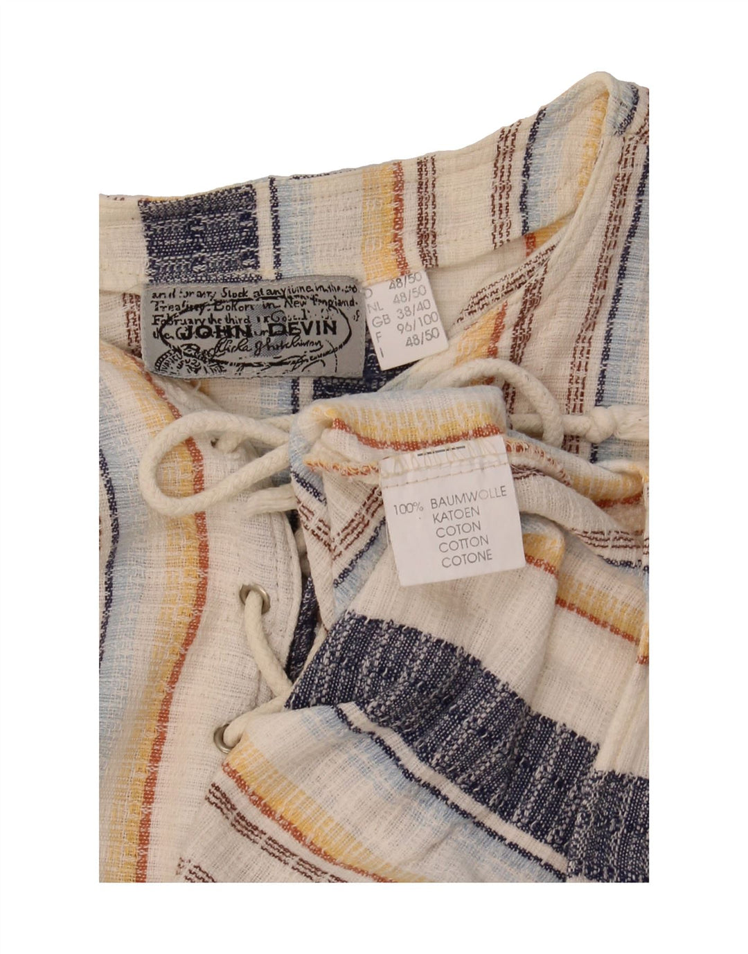 JOHN DEVIN Womens Long Sleeve Blouse Top IT 48/50 XL Multicoloured Striped Vintage John Devin and Second-Hand John Devin from Messina Hembry 