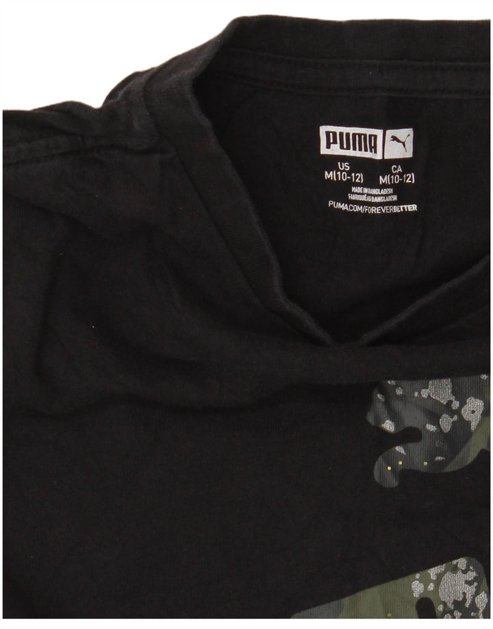 Chłopięcy T-shirt z grafiką PUMA, 10-11 lat, średni czarny