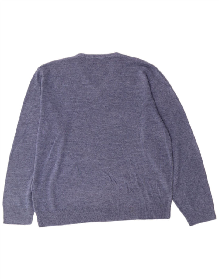 MARKS & SPENCER Męski sweter z dekoltem w kształcie litery V w kolorze niebieskim, XL, niebieski, klasyczny