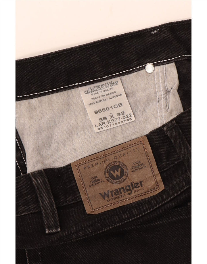 Męskie proste dżinsy Wrangler W38 L26, czarne, bawełniane