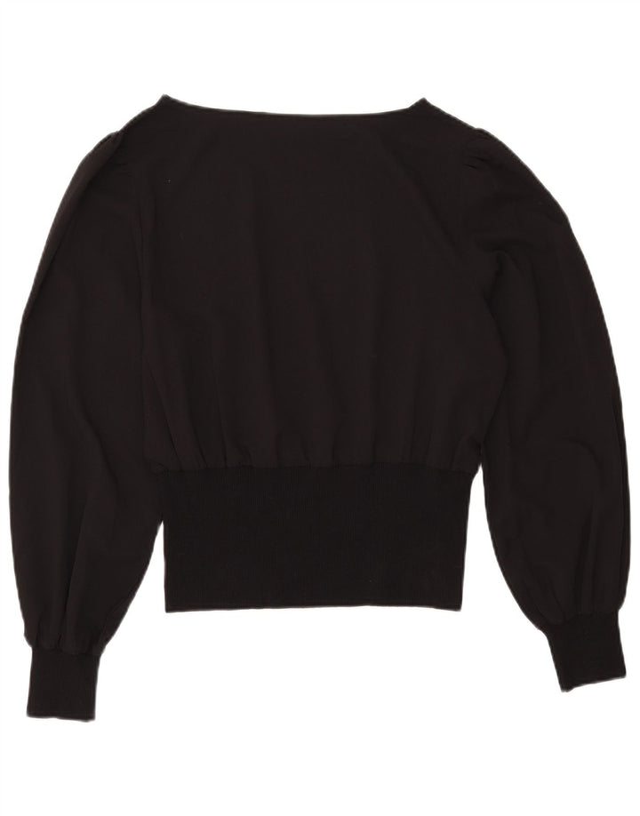 Damska bluzka w stylu vintage w kształcie skrzydła nietoperza, UK 12, średnia czarna