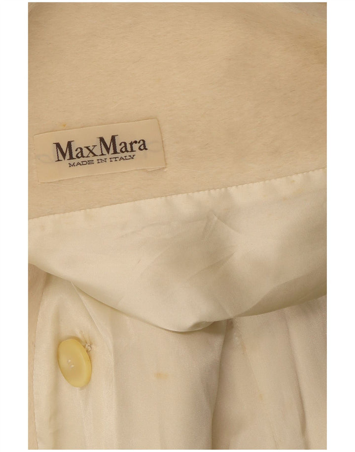 Dwurzędowy płaszcz damski Max Mara UK 10, mały, klasyczny, w kolorze złamanej bieli
