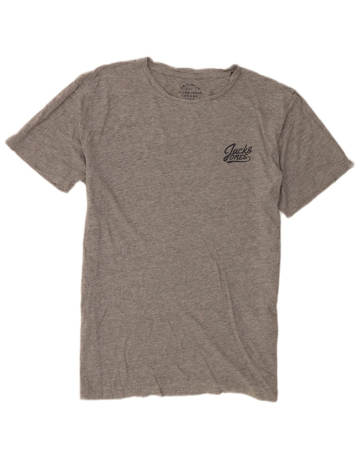 Męski T-shirt z grafiką Jack & Jones, duży, szary, bawełniany