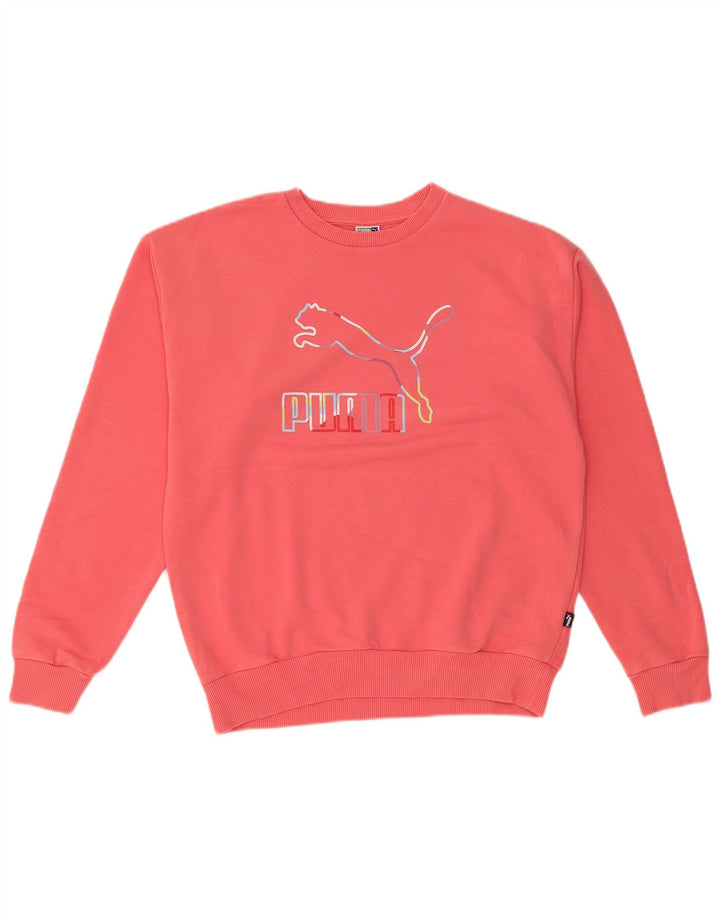 Damska bluza Puma z grafiką oversize, sweter UK 10, mała, różowa bawełna