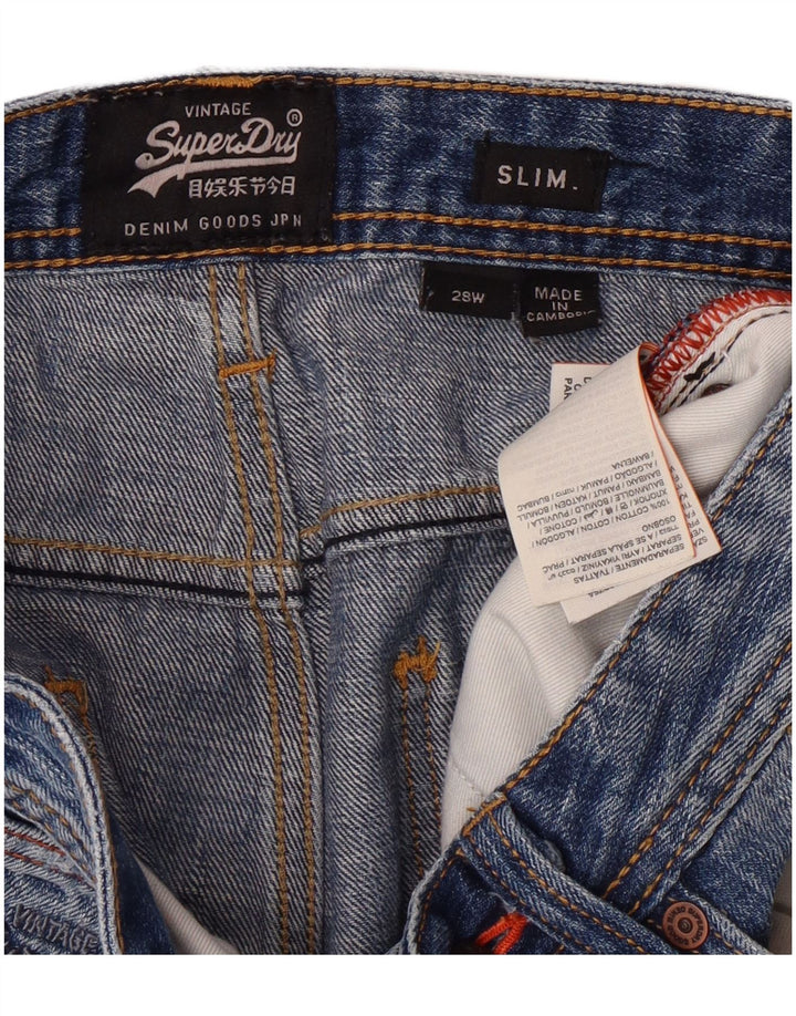 SUPERDRY Męskie, wąskie spodenki jeansowe w trudnej sytuacji W28 Średnioniebieskie, bawełniane