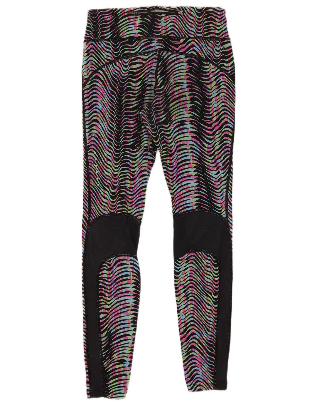 Damskie legginsy Nike Dri Fit UK 12, średnie, wielokolorowe nylonowe paski
