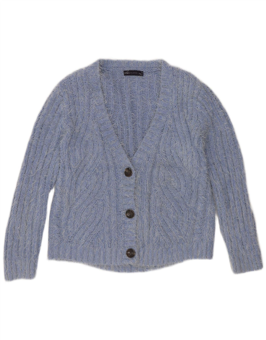 Marks & Spencer Damski sweter kardigan UK 14, średni niebieski poliester
