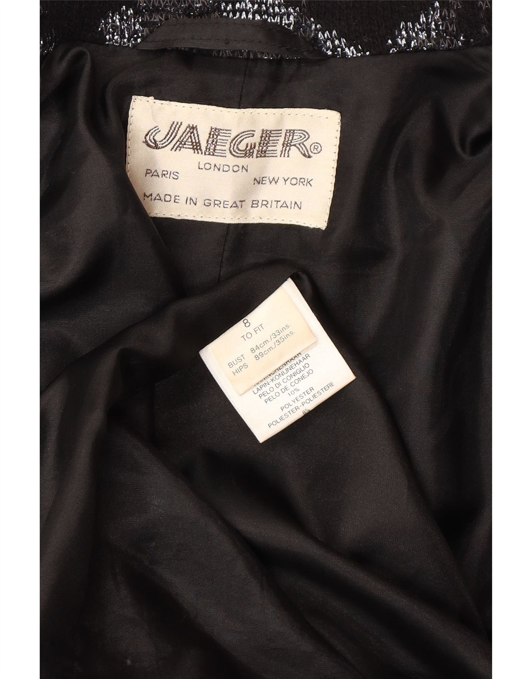 JAEGER Damski płaszcz oversize, otwarty, UK 8, mały, szary, wełniany w kwiaty