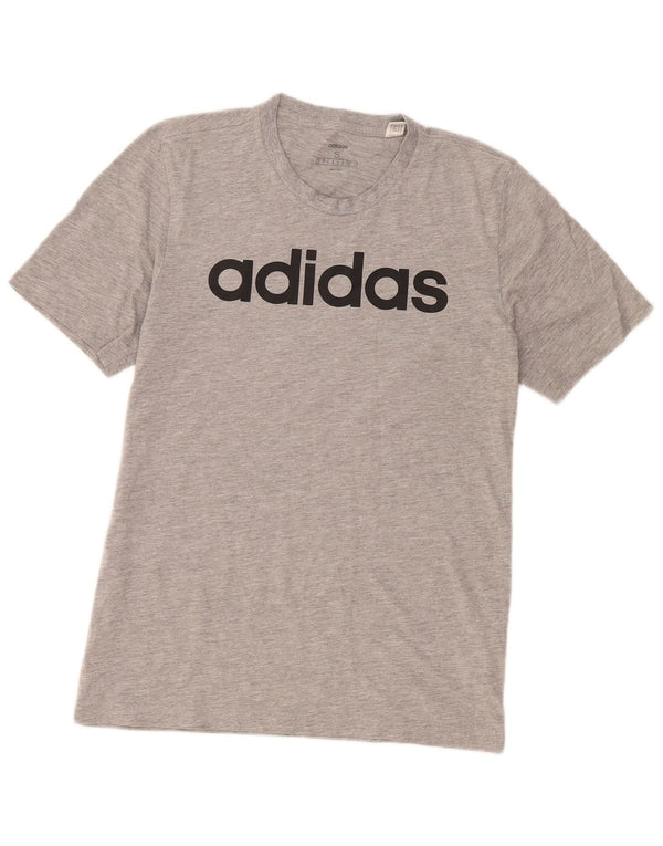 Męska koszulka z grafiką Adidas, mała, szara, bawełniana