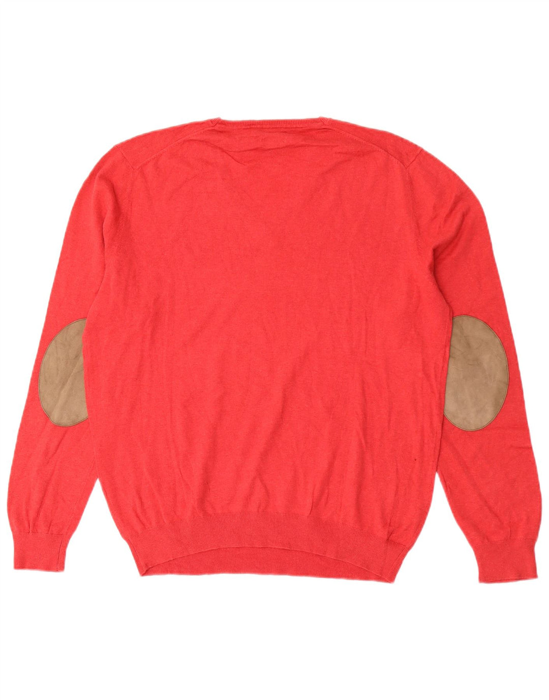 Męski sweter Massimo Dutti z dekoltem w kształcie litery V, duży, czerwony, bawełniany