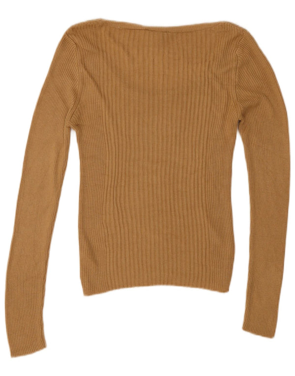 Damski sweter z dekoltem w łódkę Topshop UK 12 Średni beż wiskoza