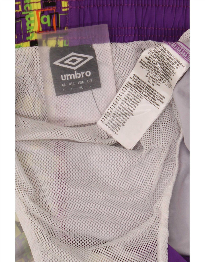 Męskie spodenki kąpielowe Umbro z grafiką, duży fioletowy geometryczny poliester