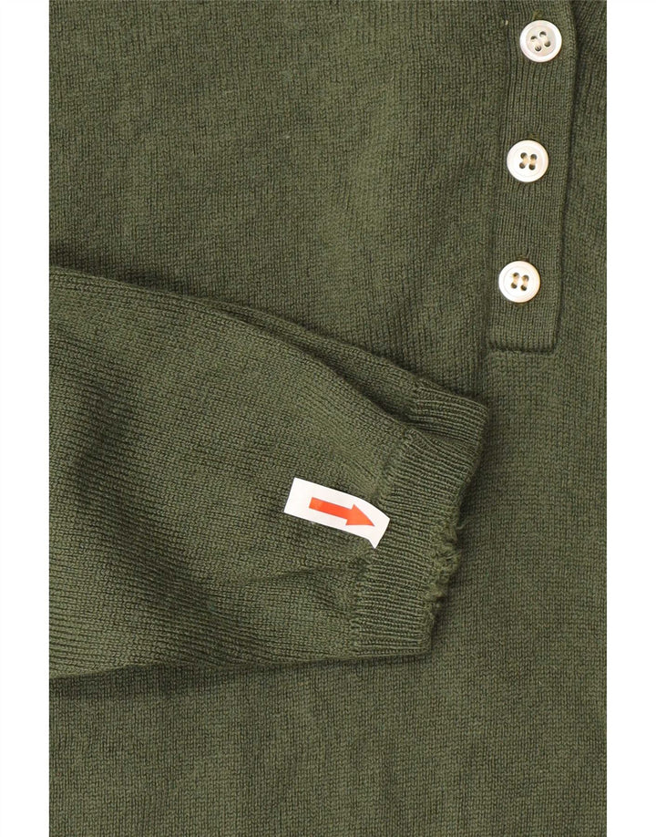 Damski sweter zapinany na guziki Orvis UK 16, duży, zielony, wełniany