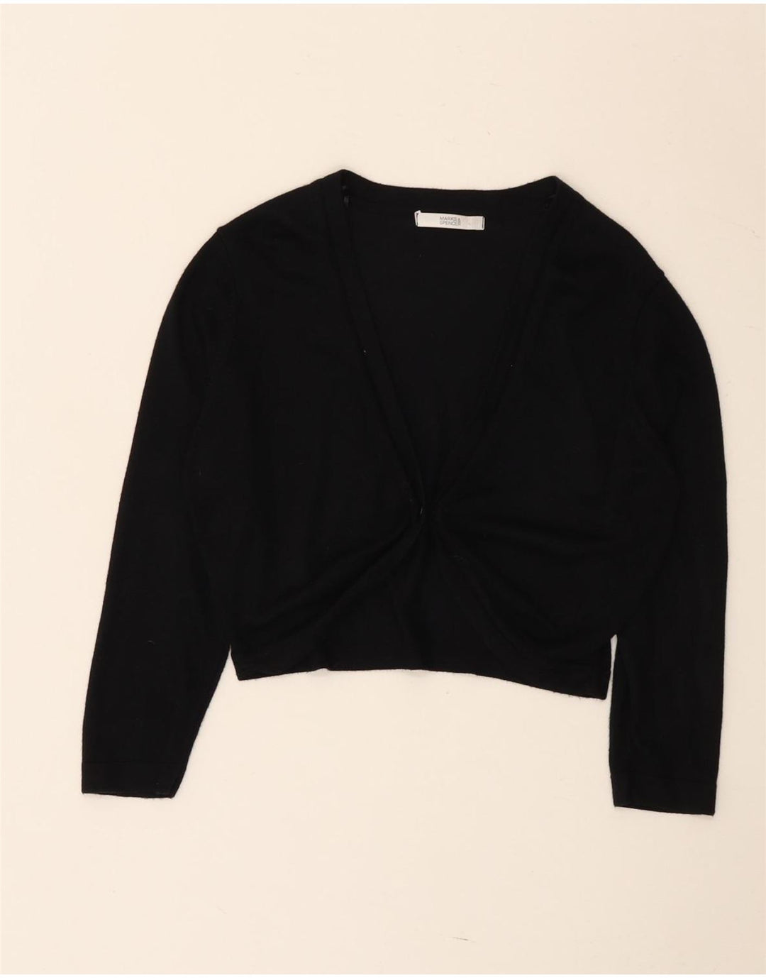 Marks & Spencer Krótki sweter damski UK 12 Średni czarny wiskoza
