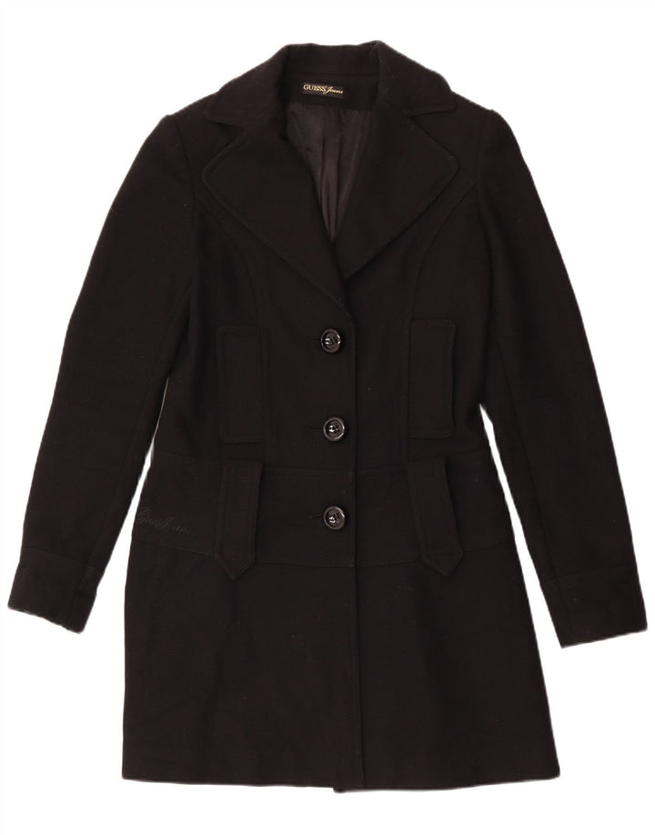 Guess Płaszcz damski UK 12 Średni czarny wełniany