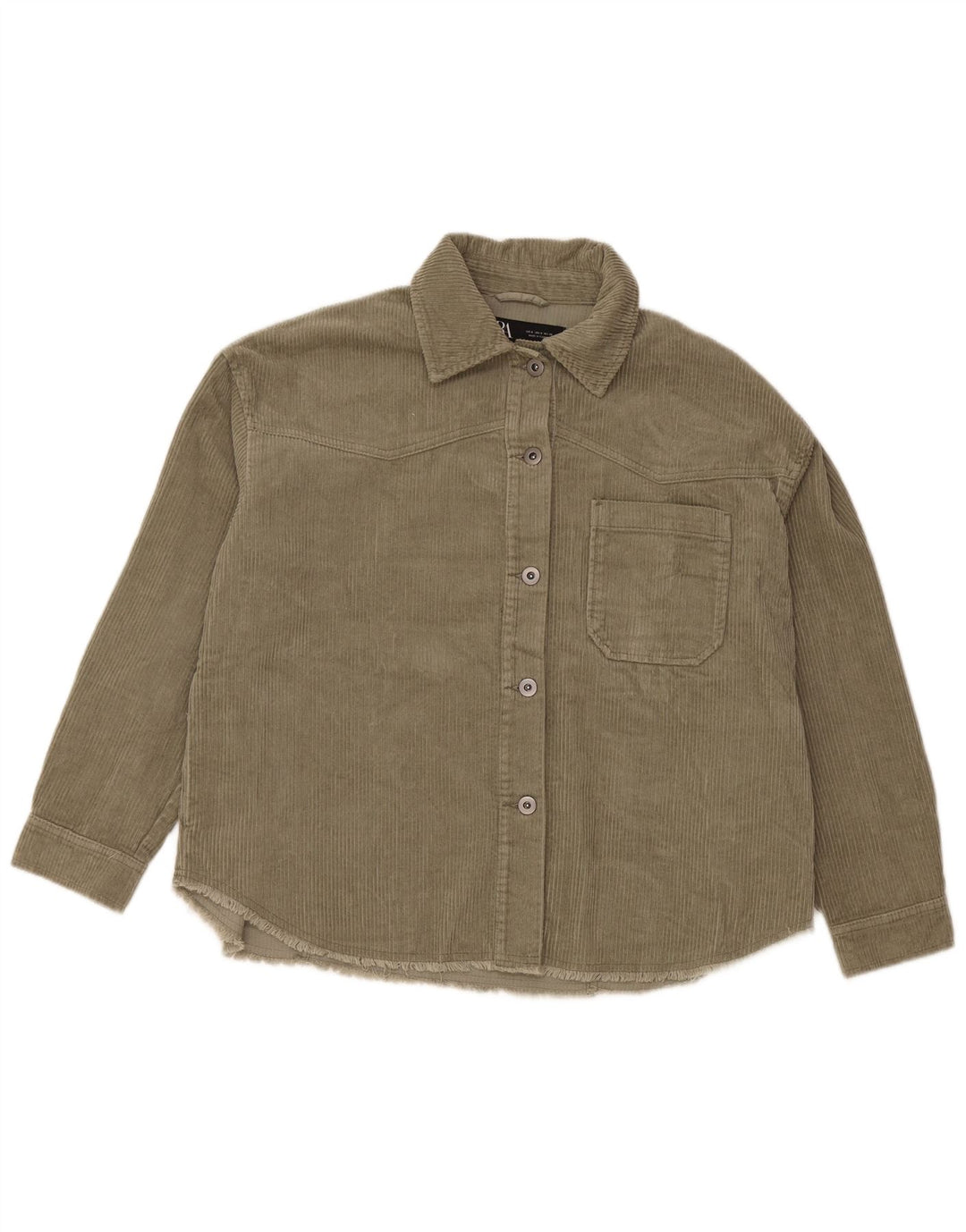 Damska koszula oversize ZARA ze sztruksu UK 10, mała, zielona bawełniana