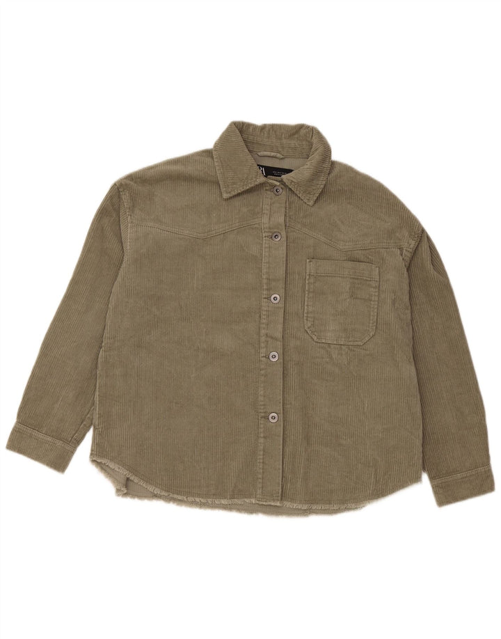 Damska koszula oversize ZARA ze sztruksu UK 10, mała, zielona bawełniana