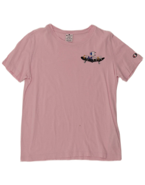 Champion Womens Graphic T-Shirt Top UK 16 Large Pink Cotton