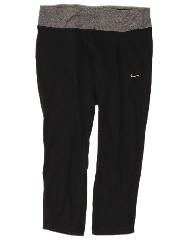 Damskie legginsy NIKE Dri Fit Capri UK 10, małe, czarne, z blokami kolorów