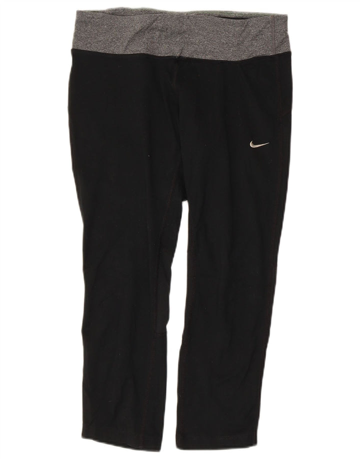 Damskie legginsy NIKE Dri Fit Capri UK 10, małe, czarne, z blokami kolorów