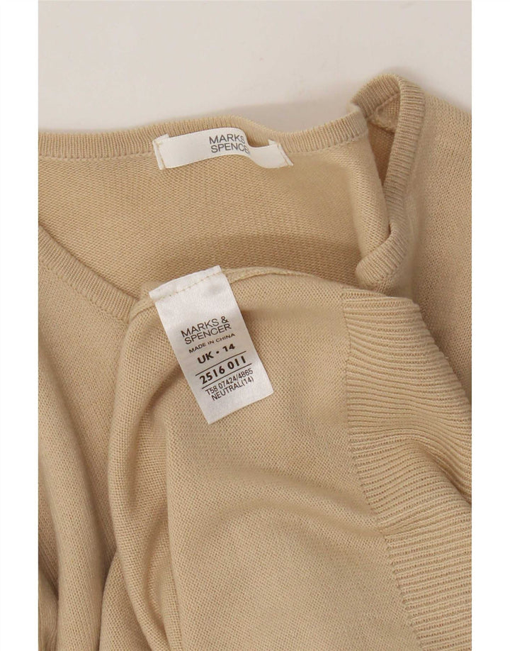 Marks & Spencer Damski sweter kardigan UK 14 Średni Beż Akryl
