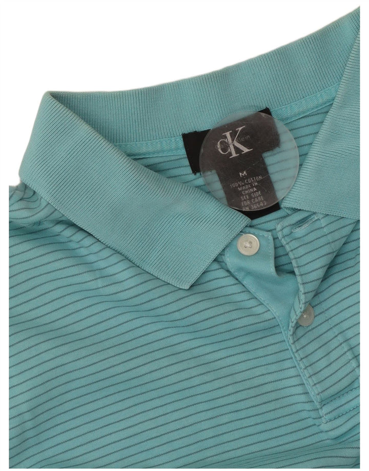 Męska koszulka polo CALVIN KLEIN, bawełniana w średnie niebieskie paski