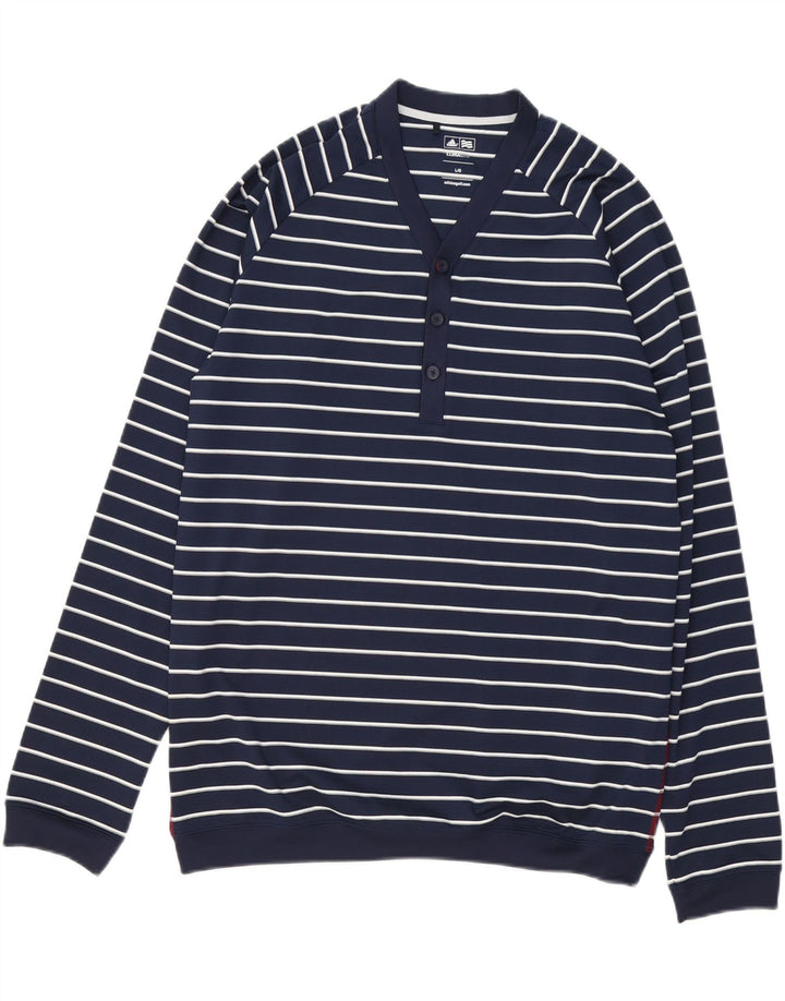 Adidas Męska bluza Climalite Jumper, duża, granatowa, poliestrowa w paski