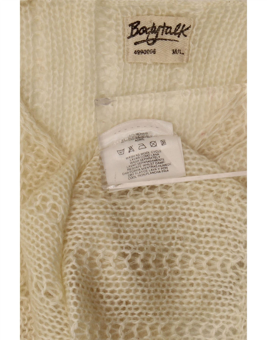 Damski sweter VINTAGE z dekoltem w łódkę UK 12 średni beż