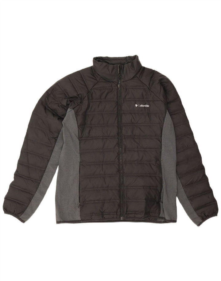 Męska ocieplana kurtka Columbia UK 40, duży czarny poliester z blokami kolorów