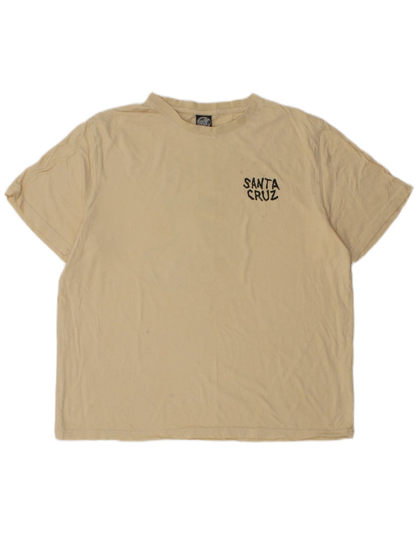 Chłopięcy T-shirt z grafiką Santa Cruz, 13-14 lat, XL, beżowa, bawełniana