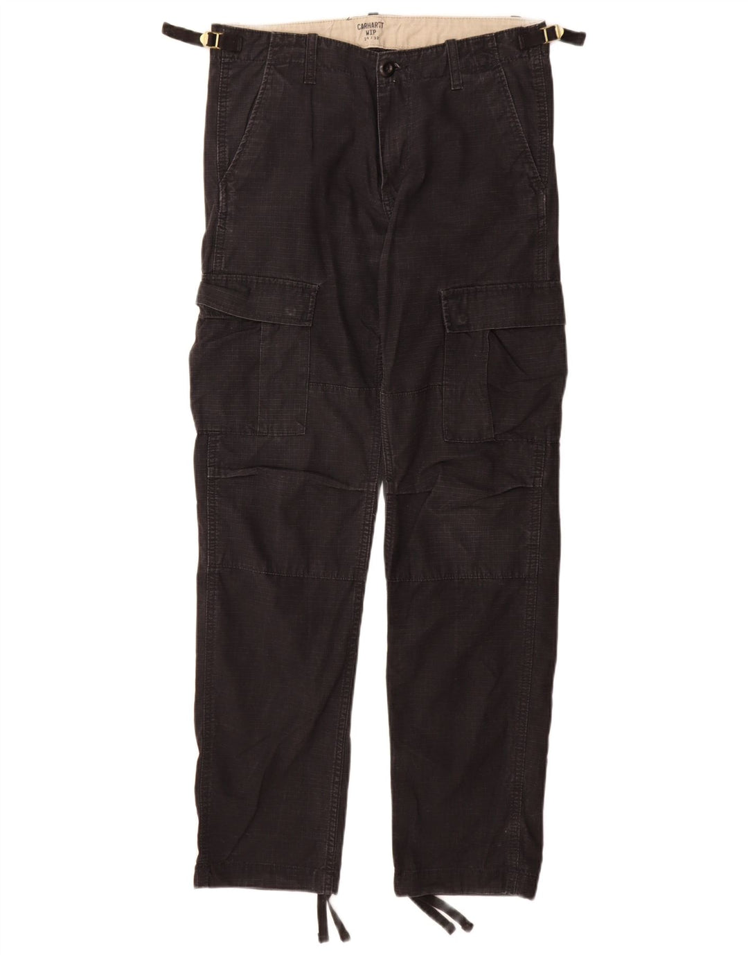 Męskie spodnie Carhartt Straight Cargo W29 L32 Czarna bawełniana krata