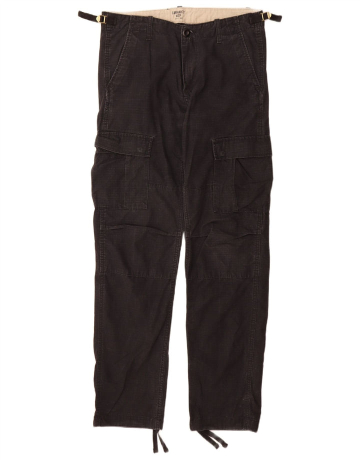 Męskie spodnie Carhartt Straight Cargo W29 L32 Czarna bawełniana krata