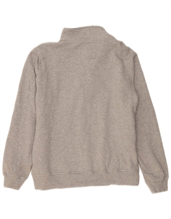 CREW CLOTHING Męski sweter z zamkiem błyskawicznym XL, szary, bawełniany