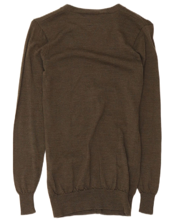 Damski sweter rozpinany Ralph Lauren UK 4 XS Zielona wełna merynosowa