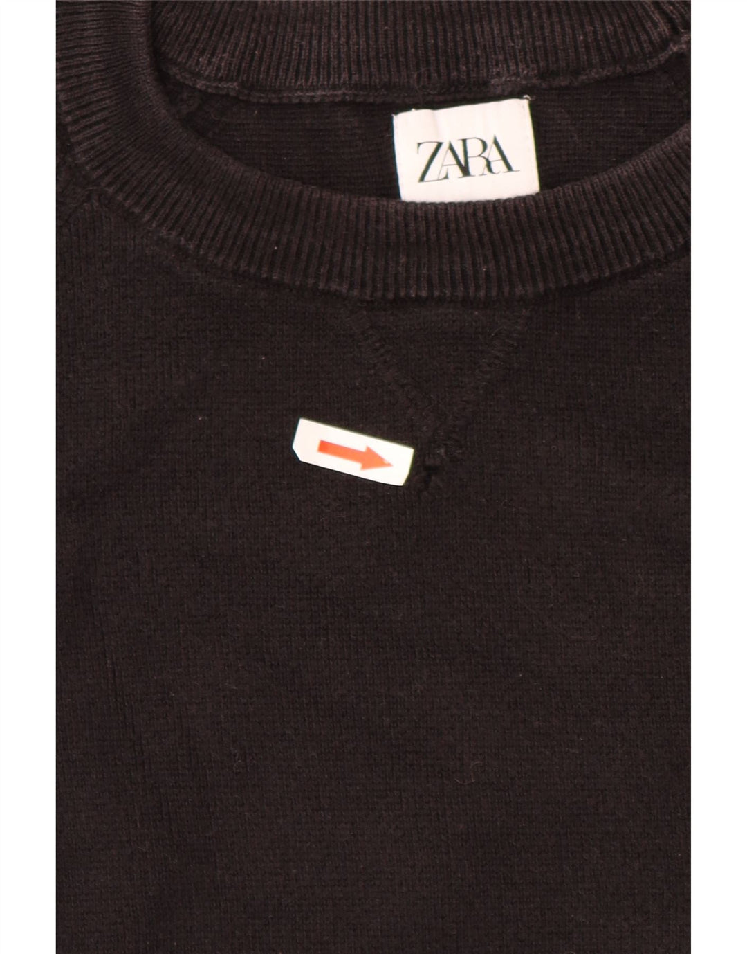 Męski sweter z okrągłym dekoltem ZARA, bawełniany, średniobrązowy
