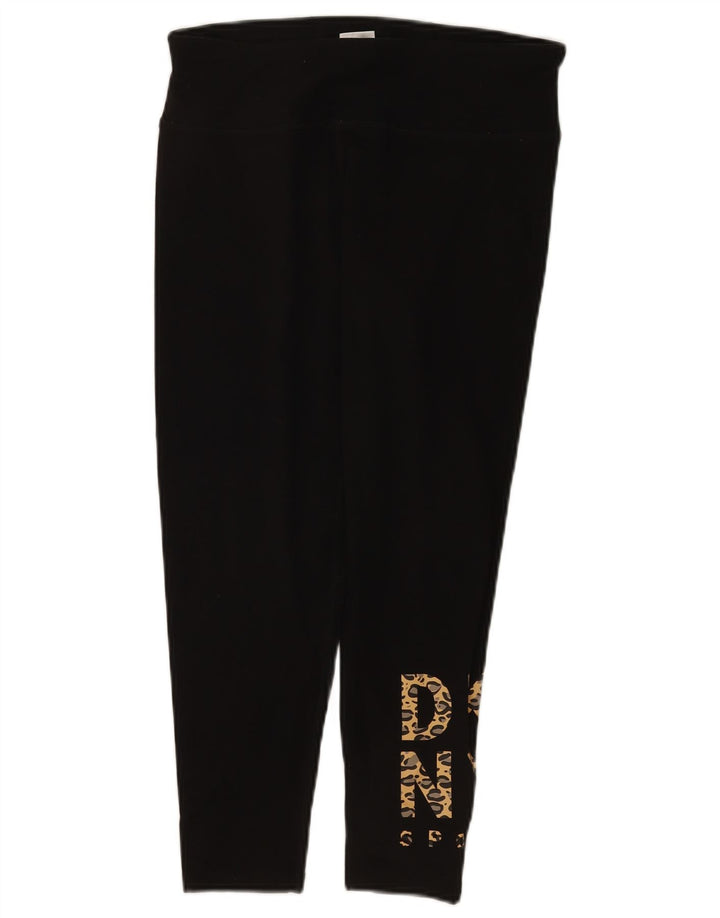 Damskie legginsy graficzne Dkny UK 14, duże, czarne, bawełniane
