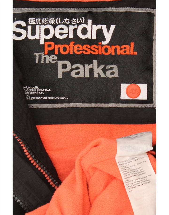 Damska kurtka parka z kapturem Superdry UK 6 XS, czarny poliester
