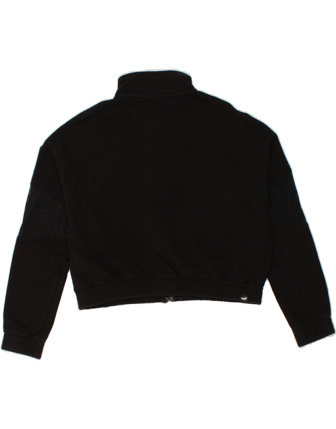 PUMA Womens Crop Tracksuit Top Jacket UK 10 Small Black Polyester Vintage Puma and Second-Hand Puma from Messina Hembry 
