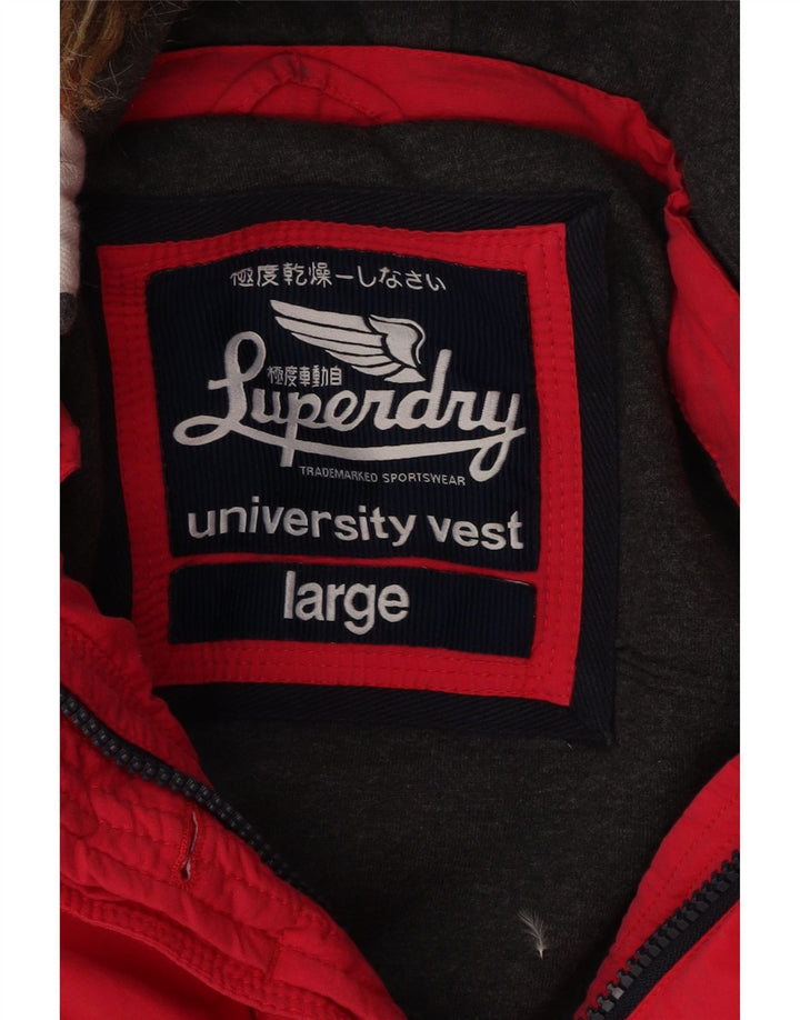 Damska wyściełana kamizelka z kapturem SUPERDRY UK 16, duża, różowa, bawełniana