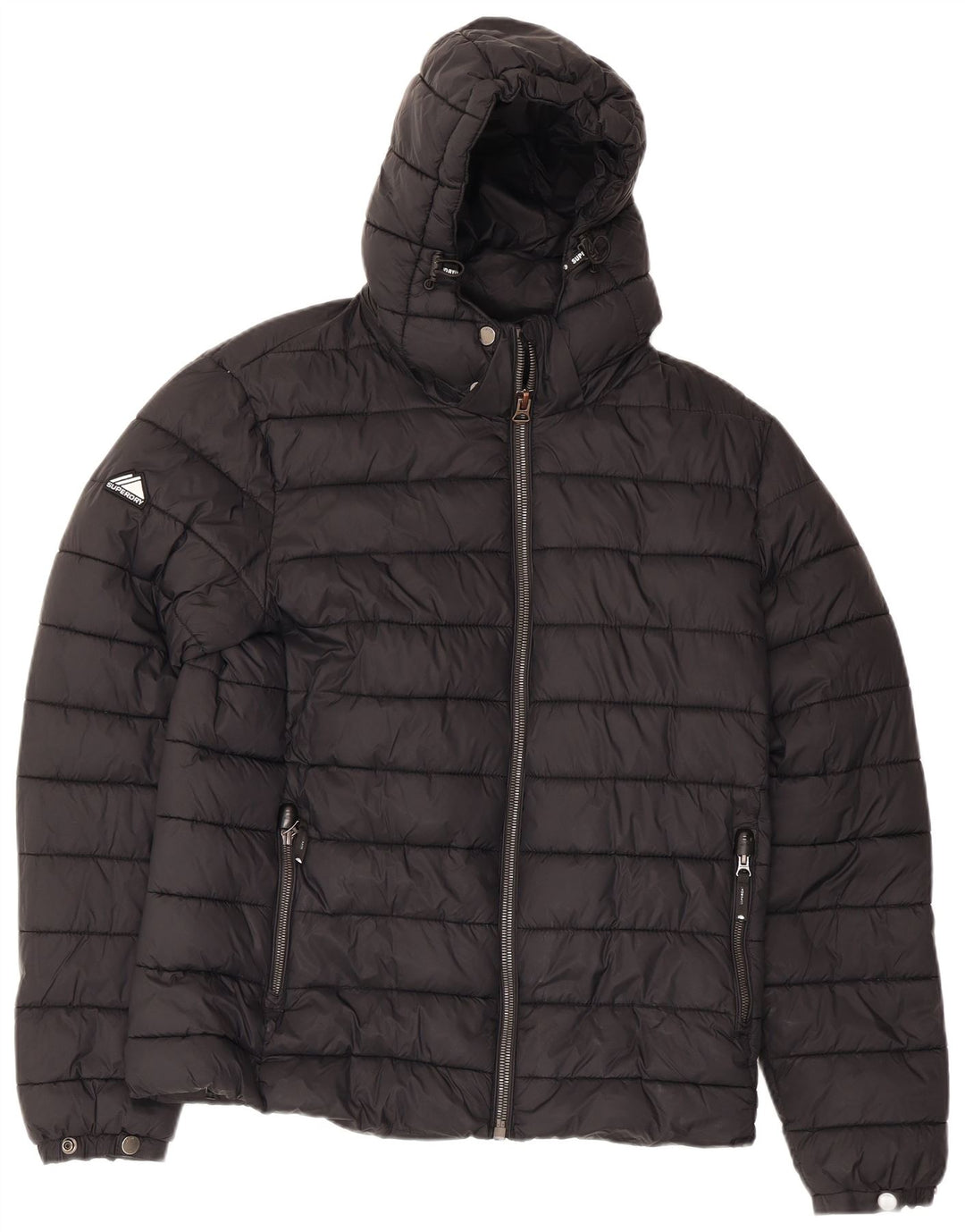 Męska wyściełana kurtka z kapturem Superdry UK 40, duża, czarna nylonowa