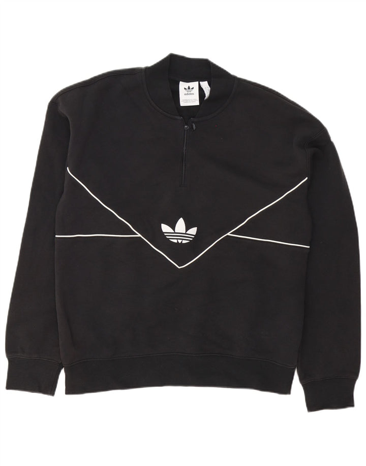 Męska bluza z zamkiem błyskawicznym Adidas, średnia czarna bawełna