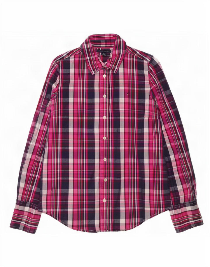 Koszula damska Tommy Hilfiger UK 10, mała, różowa, bawełniana kratka